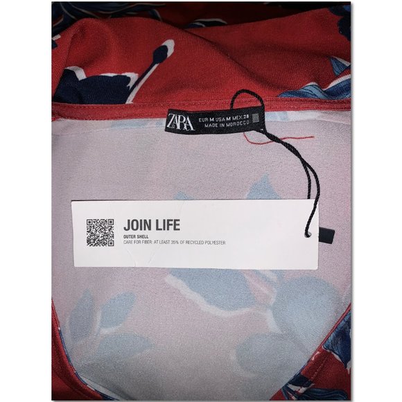 Zara Red and Blue Floral Long Sleeve Maxi Dress Size Medium NWT - Picture 8 of 10